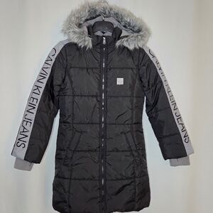 CALVIN KLEIN GIRLS LONG PUFFER COAT L12/14 Like New